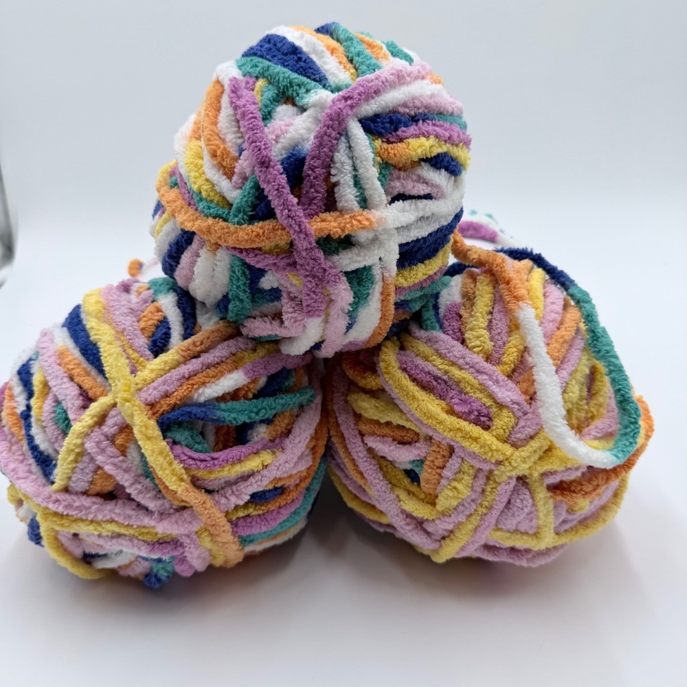 Big Twist Plush Yarn 3pc Lot Tutti Frutti dead stock  Amigurumi Chunky Chenille